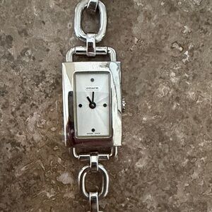 Coach Silver Rectangular Face Watch